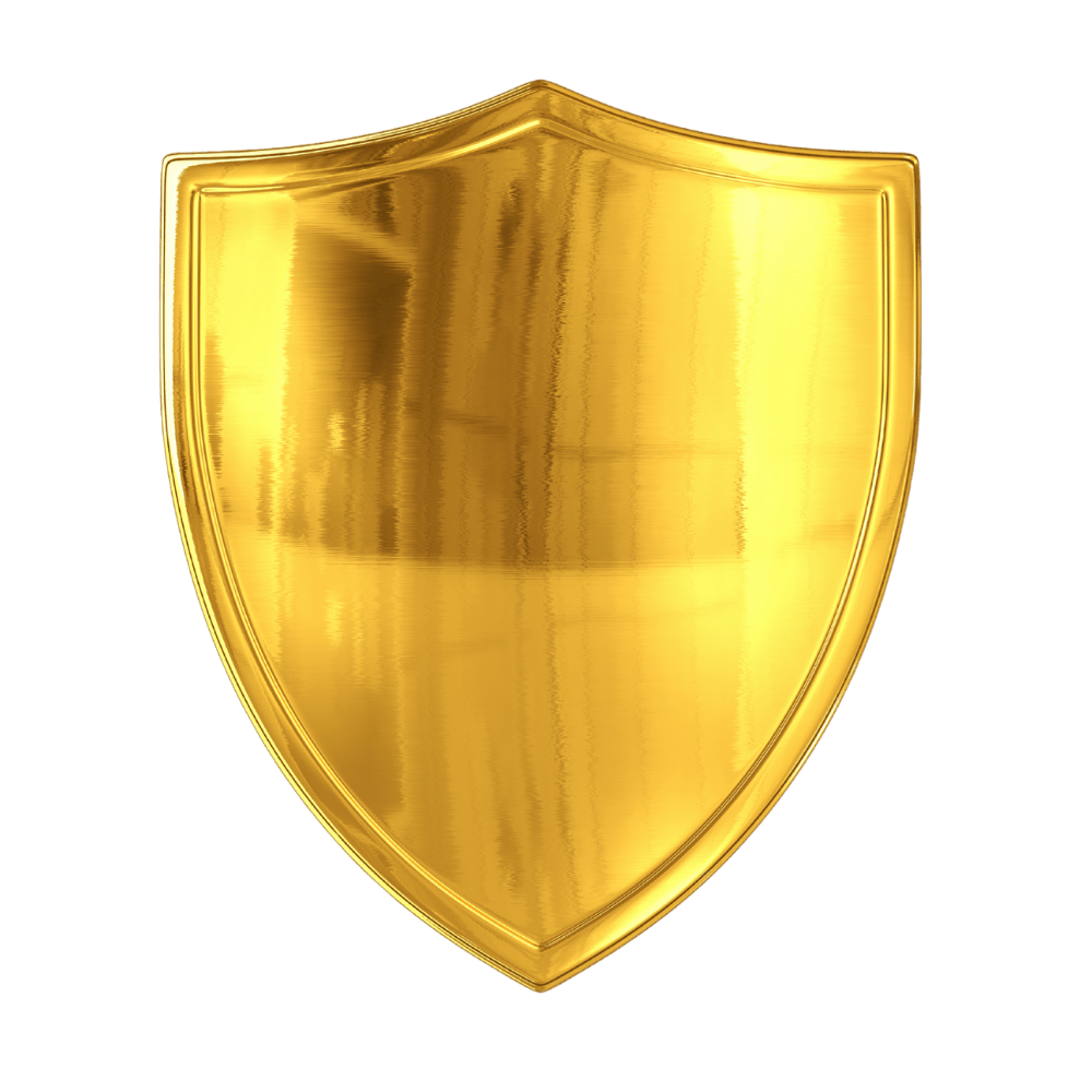 gouden schild met reflectie